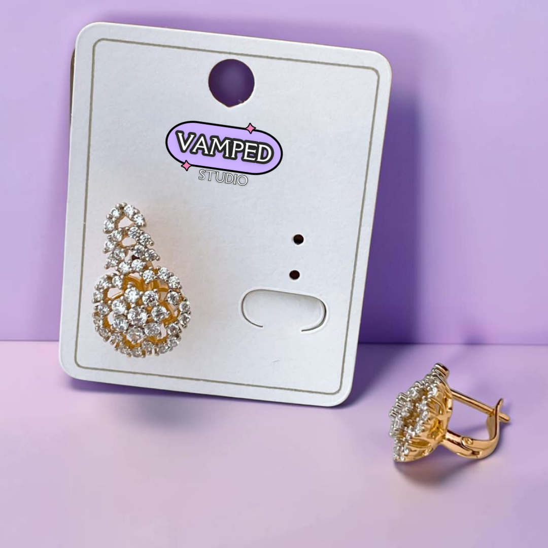 Paisley Cluster Earrings — Gold-Plated Cubic Zirconia