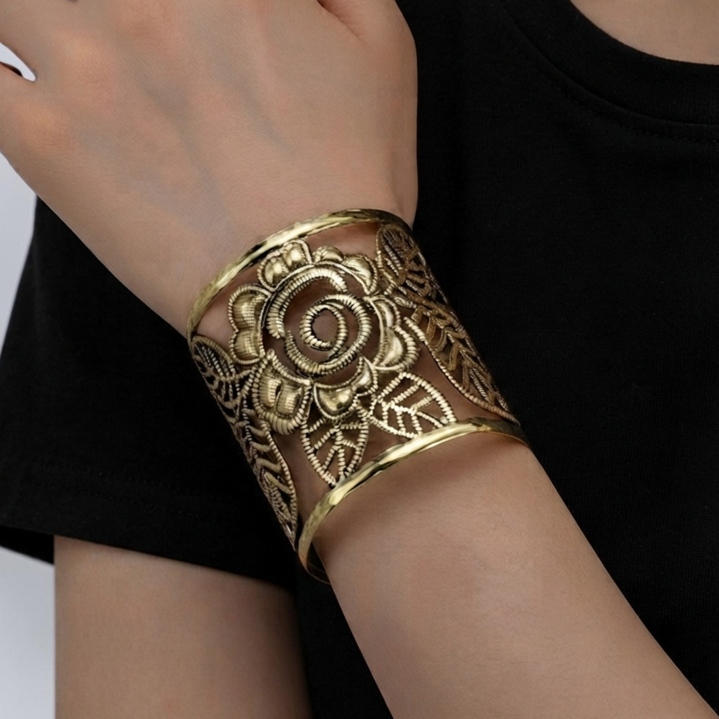 Gold Flower Cuff