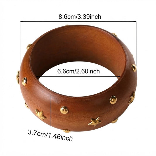 Star Studded Wood Bangle