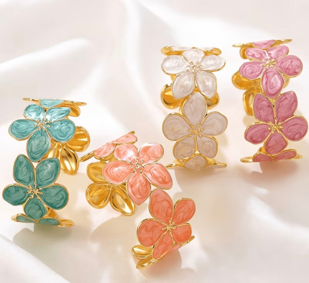 Enamel Floral Cuff