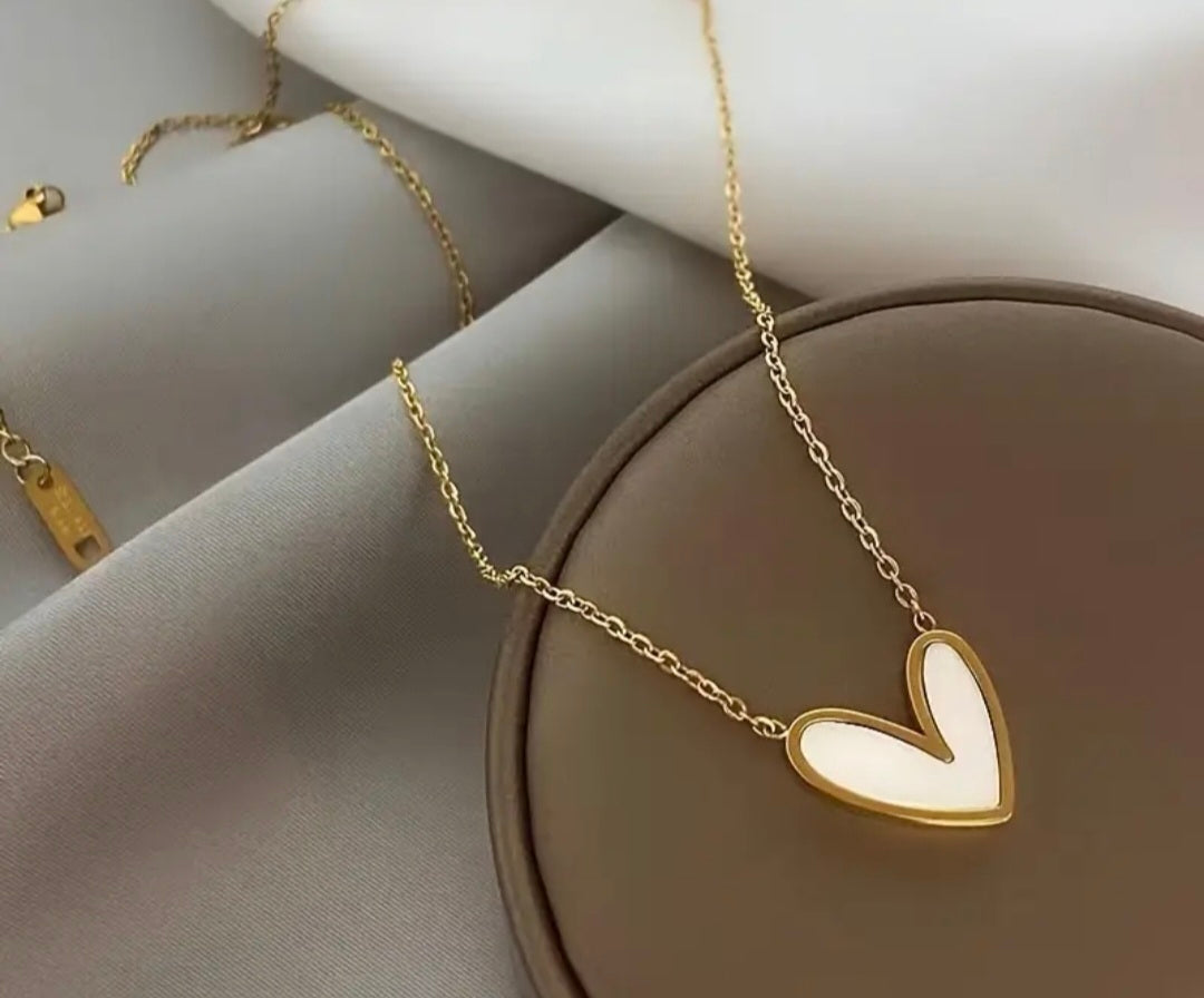 White Heart Necklace