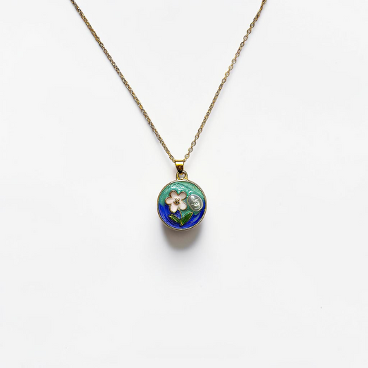 Moonflower Pendant — Gold-Plated Enamel Necklace