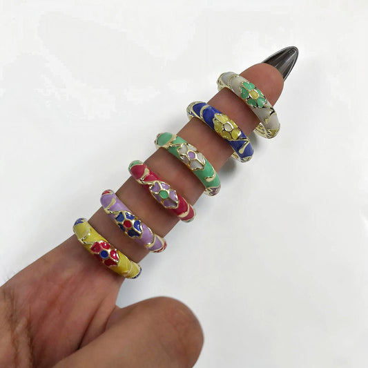 Floral Enamel Ring