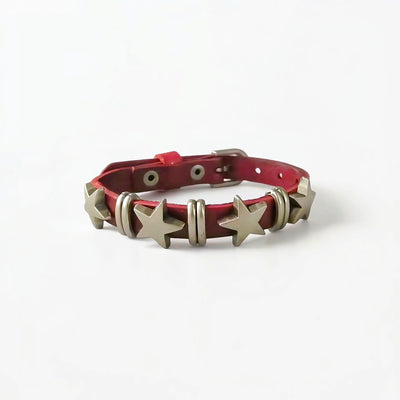 Star Studded Red Leather Bracelet