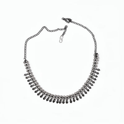 Heart Drop Oxidised Silver Necklace
