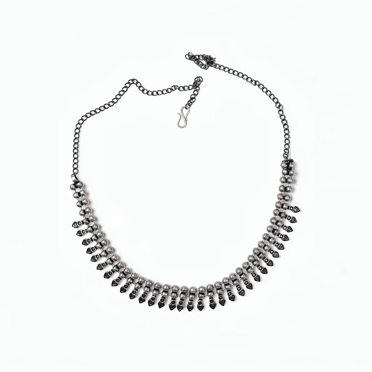 Heart Drop Oxidised Silver Necklace