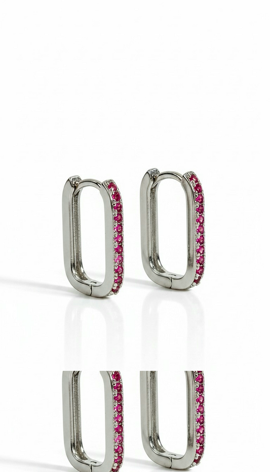 Rectangular Pavé Huggies