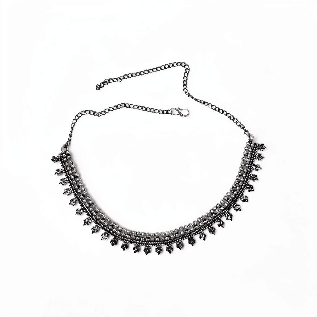 Fringe Oxidized Silver Necklace