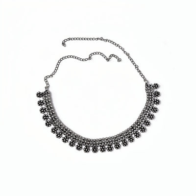 Floral Oxidized Silver Necklace