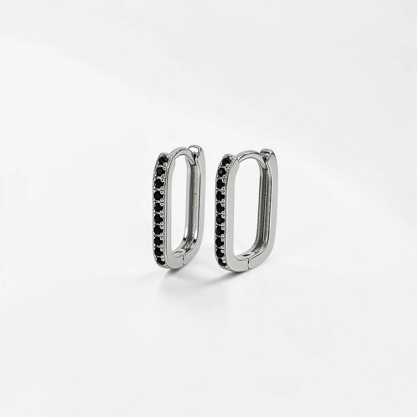 Rectangular Pavé Huggies