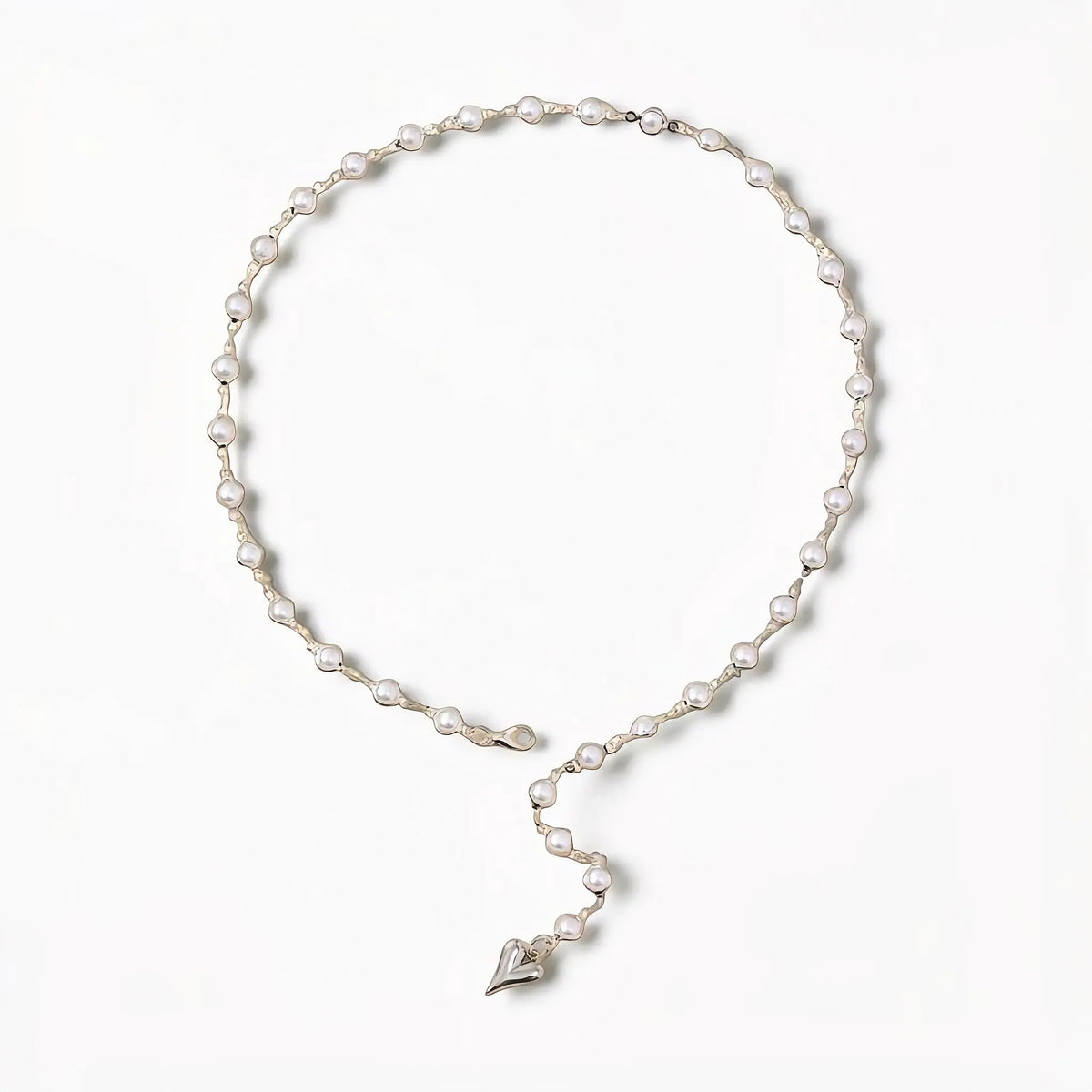 Pearl Heart Lariat Necklace
