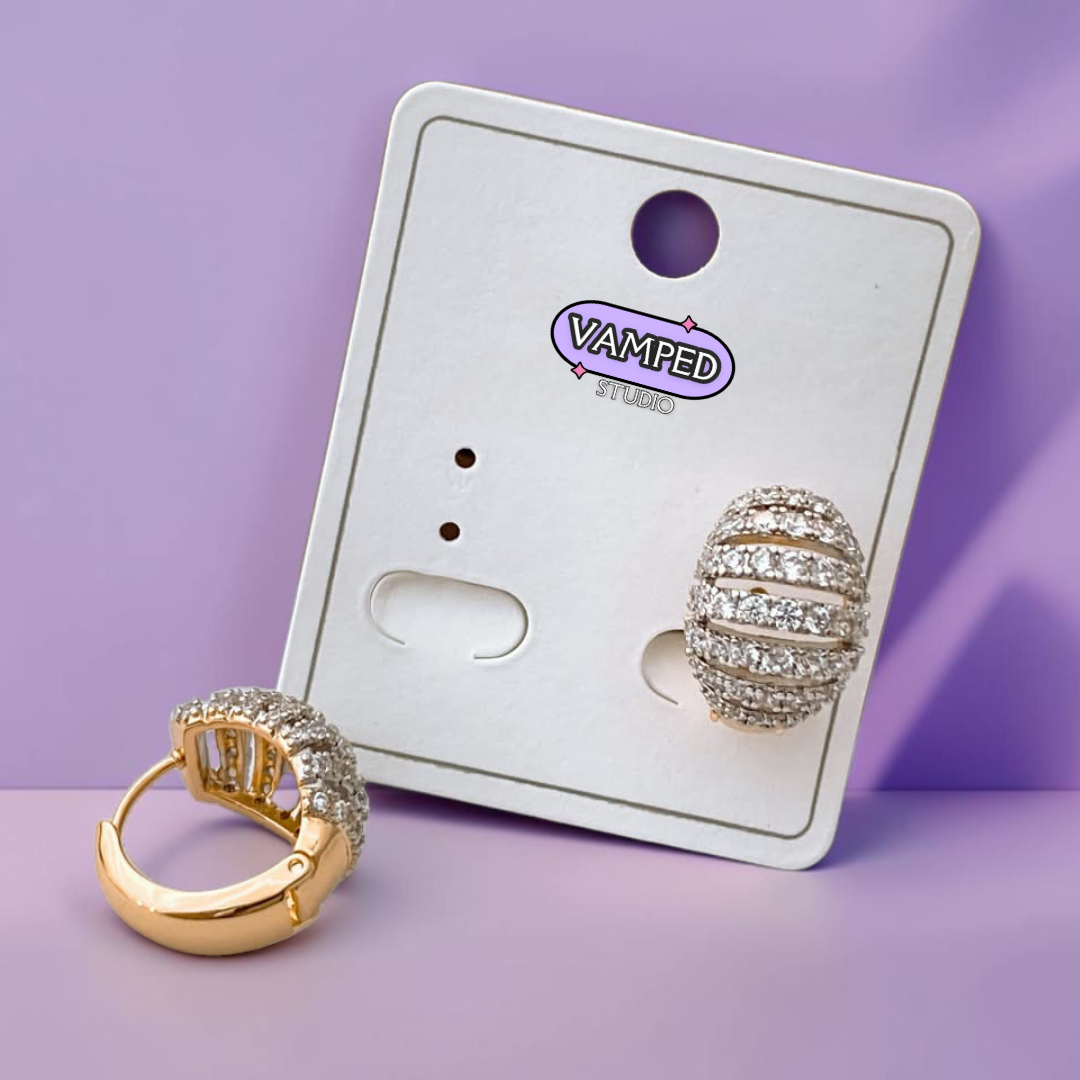 Ribbed Dome Huggies — Gold-Plated Cubic Zirconia