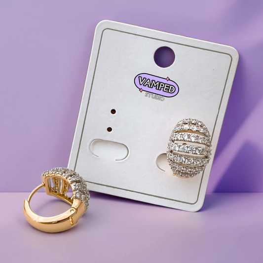 Ribbed Dome Huggies — Gold-Plated Cubic Zirconia