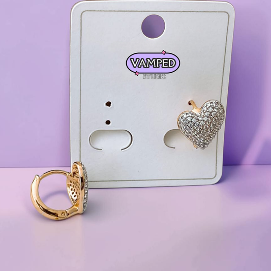 Pavé Heart Huggies — Gold-Plated Cubic Zirconia