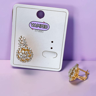 Paisley Cluster Earrings — Gold-Plated Cubic Zirconia