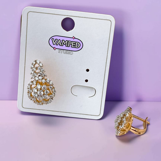 Paisley Cluster Earrings — Gold-Plated Cubic Zirconia