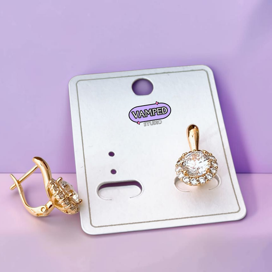 Halo Effect Drop Earrings — Gold-Plated Cubic Zirconia