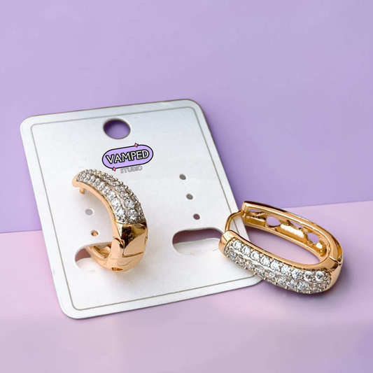 Long Story Elongated Pavé Hoops — Gold-Plated Cubic Zirconia