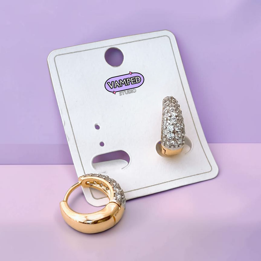 Tapered Dome Huggies — Gold-Plated Cubic Zirconia