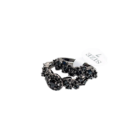 Black Halo Ring Pair