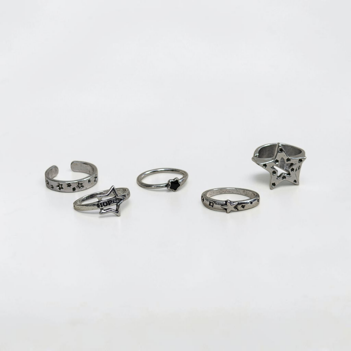 Silver Star Ring Set