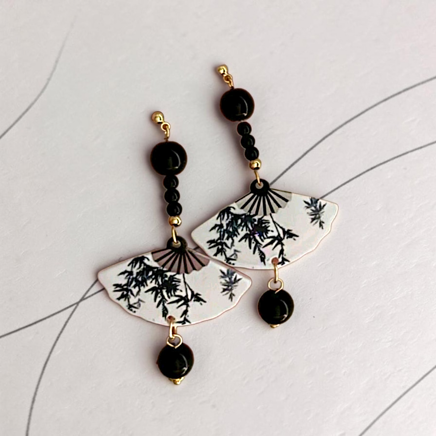 Bamboo Fan Drop Earrings