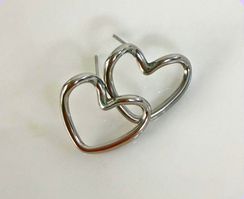 Open Heart Stud Hoops