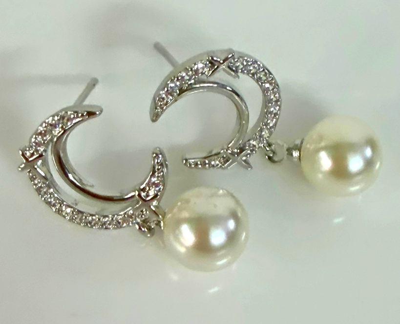 Pearl Drop Pavé Earrings