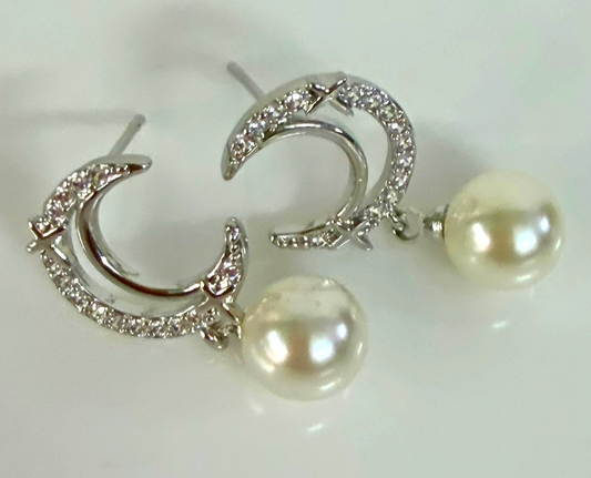 Pearl Drop Pavé Earrings