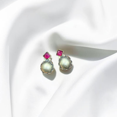 Mixed Signals Pink & Silver Studs