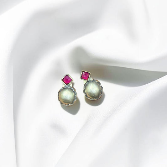 Mixed Signals Pink & Silver Studs