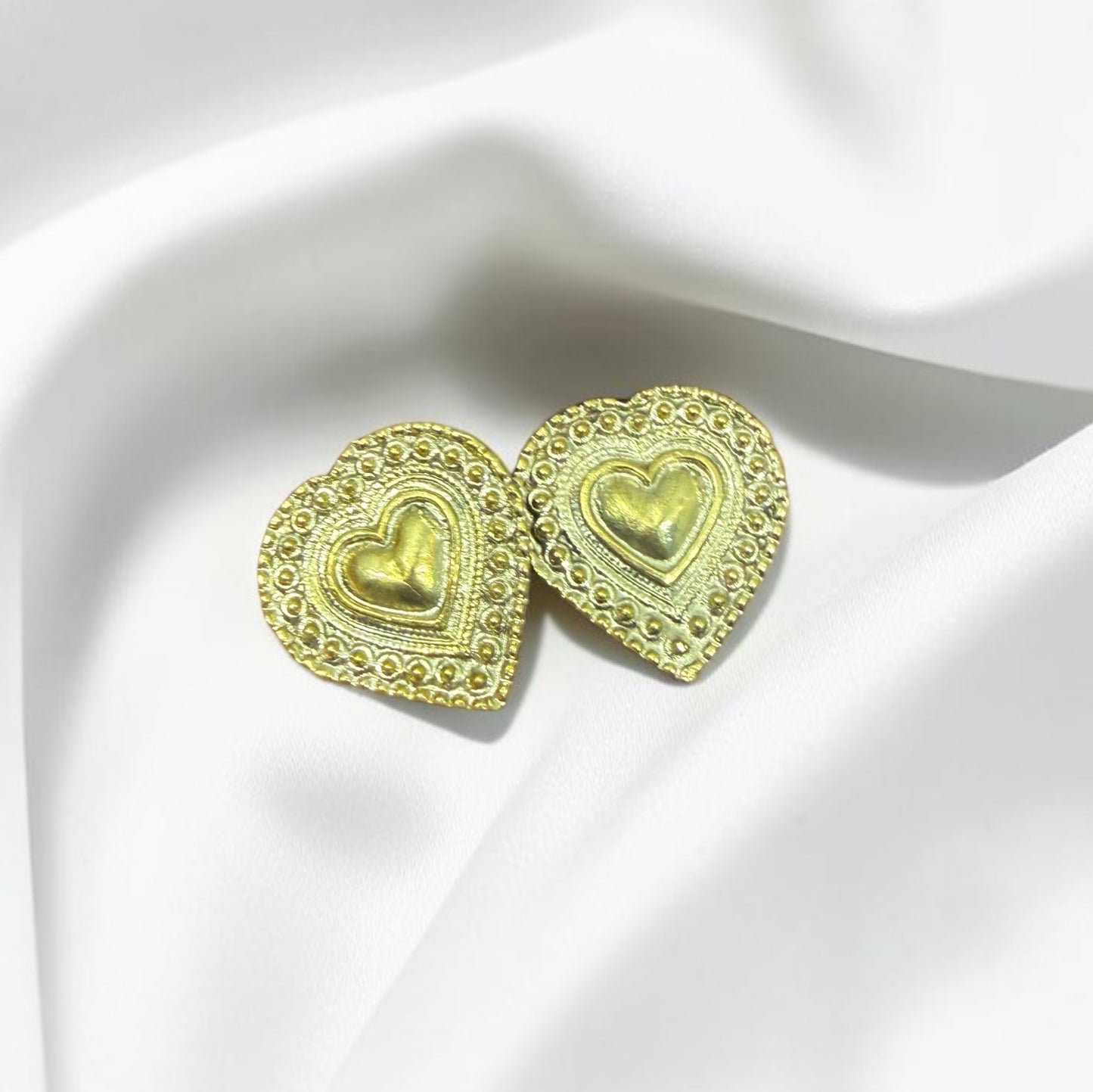 Sacred Heart Vintage Studs - Golden