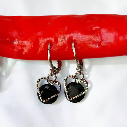 Blackout Heart Drop Earrings