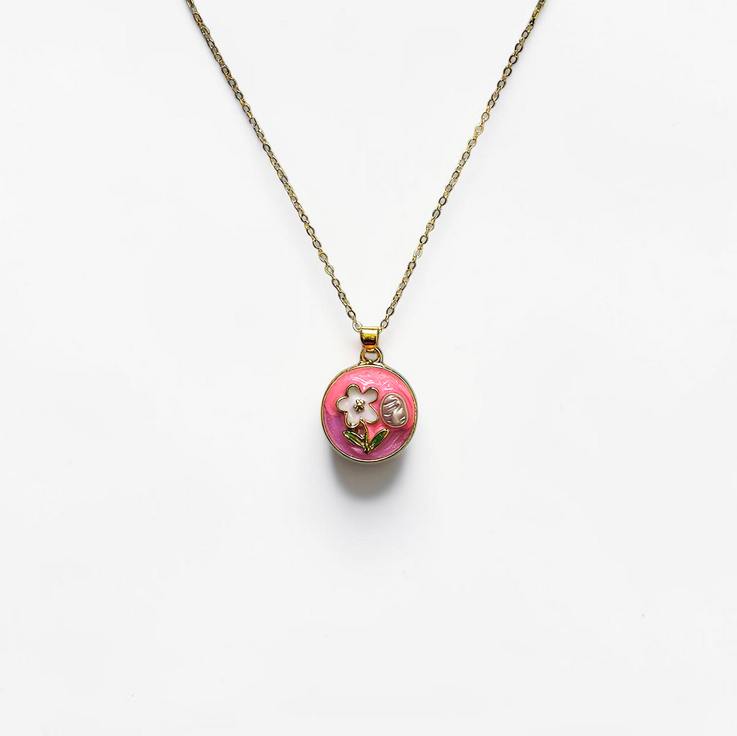 Moonflower Pendant — Gold-Plated Enamel Necklace