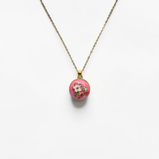 Moonflower Pendant — Gold-Plated Enamel Necklace