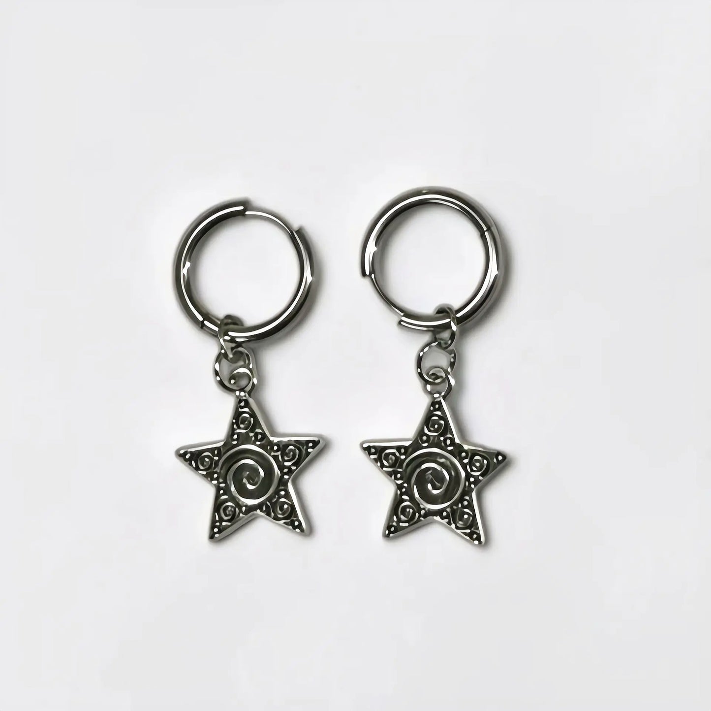 Dotted Star Huggie Hoops