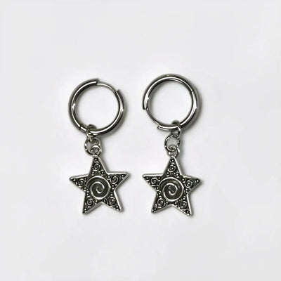 Dotted Star Huggie Hoops