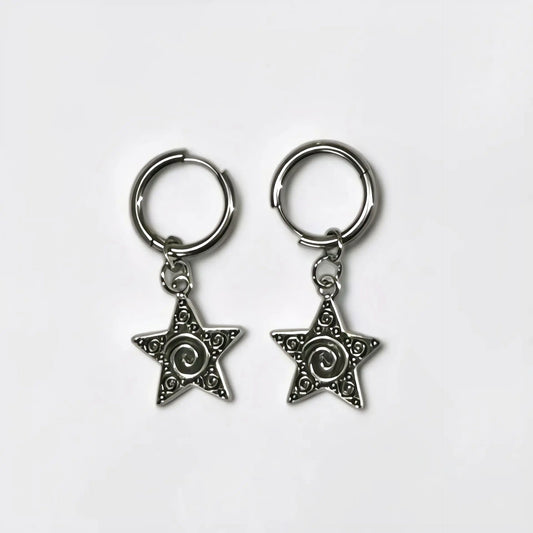 Dotted Star Huggie Hoops