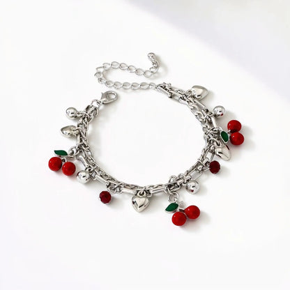 Silver Cherry Charm Bracelet