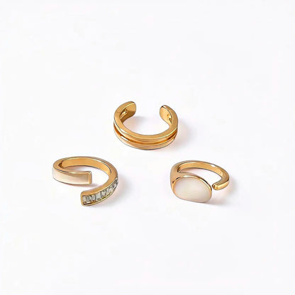 White Enamel Ring Set