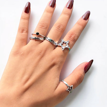 Silver Star Ring Set