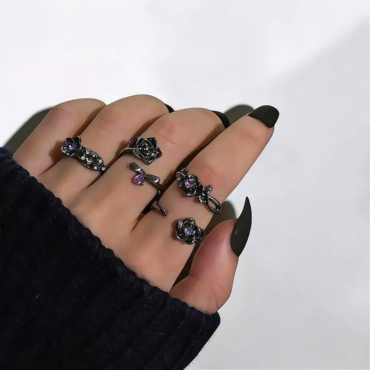 Gothic Rose Ring Set
