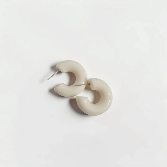 Chunky Resin Hoop Earrings — White