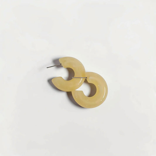 Chunky Marble Hoop Earrings — Light Yellow