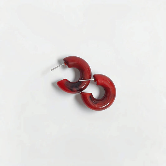 Chunky Marble Hoop Earrings