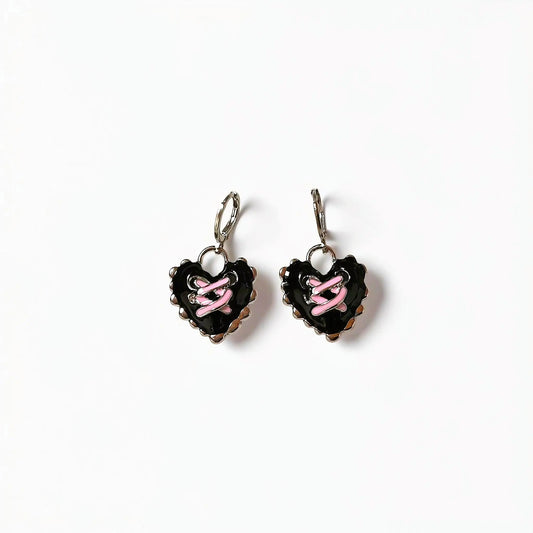 Laced Heart Huggie Earrings