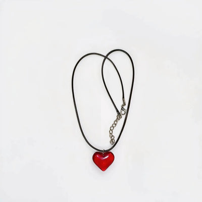 Red Heart Cord Necklace