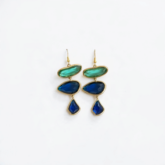 Deep Sea Crystal Drop Earrings