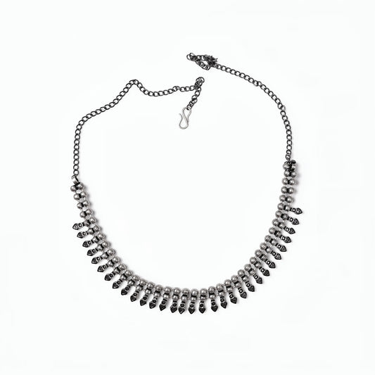 Heart Drop Oxidised Silver Necklace