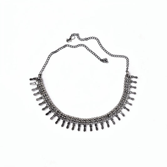 Spiked Oxidised Silver Necklace